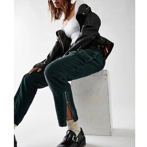 Free People We The Free Dark Green Corduroy London Callling Low Rise Tapered Leg